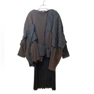 Comme des Garçons FW14 AD2014 Patchwork Sweater Knit Pleated Dress Sz Small